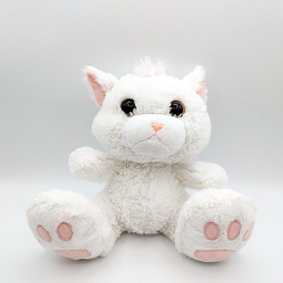 Aurora World Taddle Toes Stuffed White Large Paw Plush Cat Kitten 9" - Picture 1 of 4
